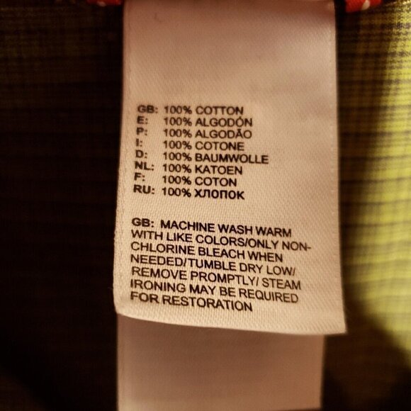 The North Face Mens Green Micro Check Long Sleeve Button Down Large - Picture 5 of 5